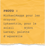 
photo :
MichaelMaggs pour les crayons
Lykaestria, pour le soleil      Björn Laczay, palette d’aquarelle
